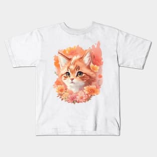 Magical Feline Charm: Cute Brown Kitten with Whimsical Allure Kids T-Shirt